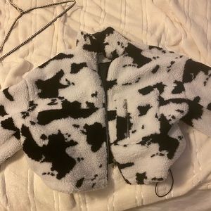 Cow print bombed jacket